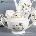 Hot Sale Bonne conception Floral Fine Bone Chine Tea Coffee Cookie Sugar Set en céramique, kit de thé en céramique fabriqué en Chine